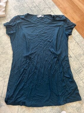 Short Sleeve Nursing Zip-Access Tee in Teal